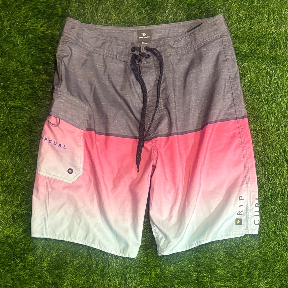 Rip Curl Men's Ombre Swim Shorts - Gray and Pink size 32